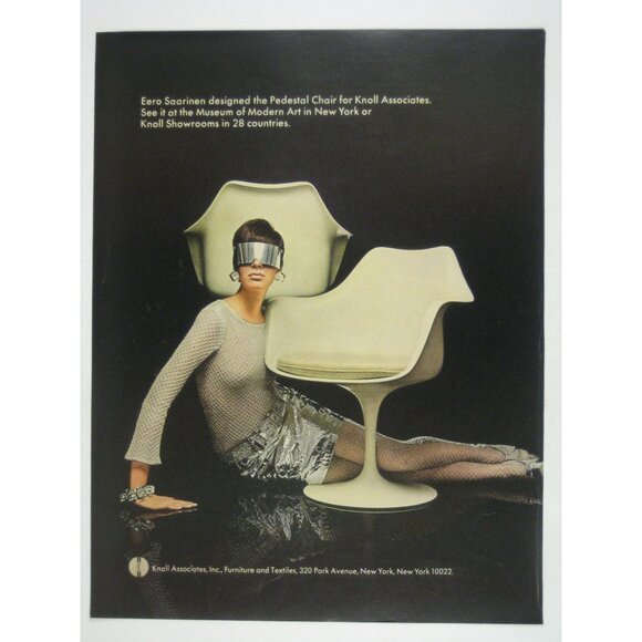 Eero Saarinen Pedestal Chair Knoll Print Ad 1960s Modern Design Furniture MOD - Picture 1 of 2